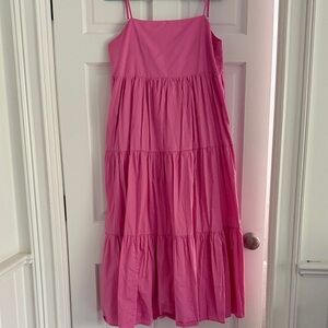 Charlie Holiday Isabella Hot Pink Tiered Spaghetti-Strap Dress